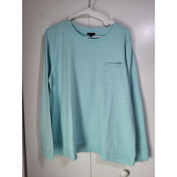 Talbots Tops - Talbots Women's XL Heathered Light Blue Aqua Pocket Pullover Beachy Coastal